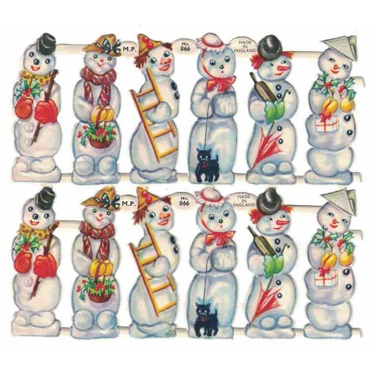 Vintage Snowman Christmas Scraps ~ England